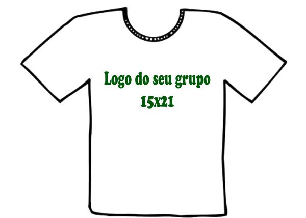 Camiseta 100% algodão com logo em transfer tamanho 15 x 21